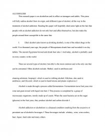 Research paper on alcoholism