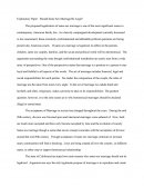 Exploratory Paper: Should Same Sex Marriage Be Legal?