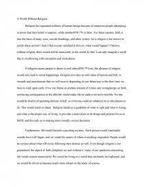 a world without religion essay essay about religion