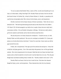 Character Analysis Of Dorothy Plunk Essay Character Analysis Of Dorothy Plunk Essay
