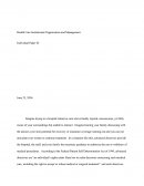 Health Care Institutional Organization and Management