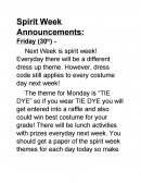 Spirit Week Announcements