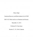 Policy Paper: American Recovery and Reinvestment Act