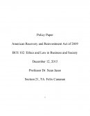 Policy Paper: American Recovery and Reinvestment Act