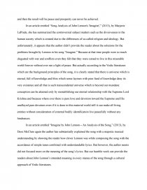 john lennon imagine essay