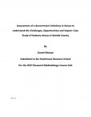 Assessment of E-Government Initiatives in Kenya to Understand the Challenges, Opportunities and Impact: Case Study of Huduma Kenya in Nairobi County