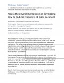 Enviromental Costs of Developing New Oil and Gas