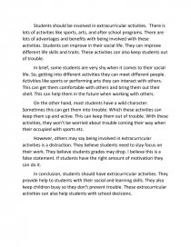 essay on importance of extracurricular activities in students life